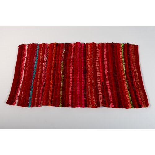 Alfombra algodon chindi 80 x 120 cm multicolor base roja