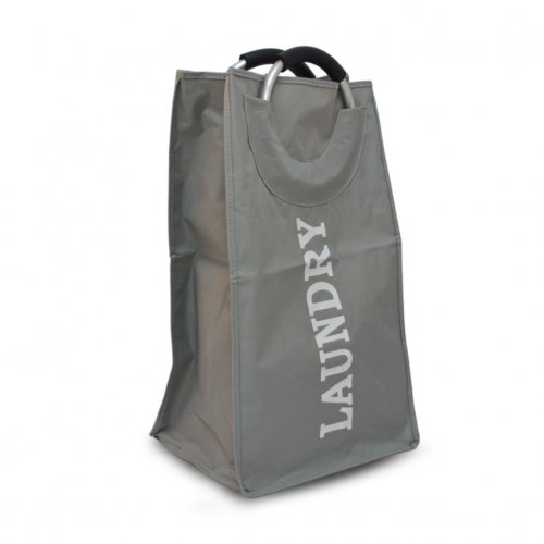 Bolsa para ropa LAUNDRY gris con manija de aluminio - 24 X 34 X 54 cm