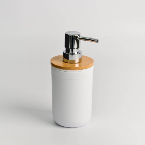 Dispenser de jabón líquido blanco con bamboo