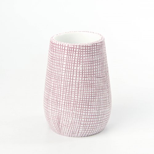 Vaso cuadriculado blanco/rosa  de resina