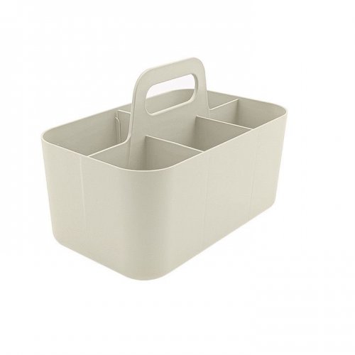 Organizador rectangular blanco con asa con 5 divisiones 25x15,5x11cm de plástico