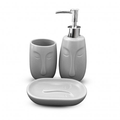 Set de baño de 3 piezas CARAS gris - Cerámica -