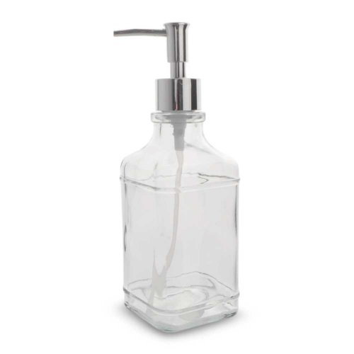 Dispenser para jabón líquido cuadrado transparente liso 7x7x21cm - Vidrio -