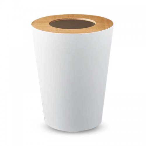 Cesto papelero blanco con bamboo 20,8x20,8x26cm - Plástico -