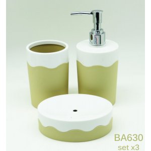 Set x3 piezas de baño - Beige/Blanco