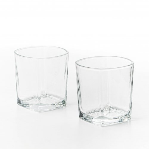 Set x6 vasos de vidrio base cuadrada 295ml