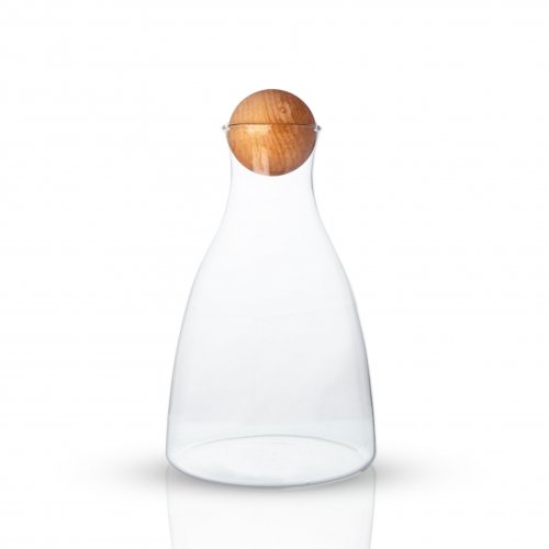 Botella de vidrio con tapon de bamboo 1,7 lt