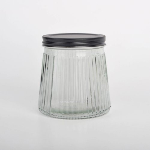 GEMN - Frasco de vidrio cónico rayado con tapa negra - Ver medidas disponibles