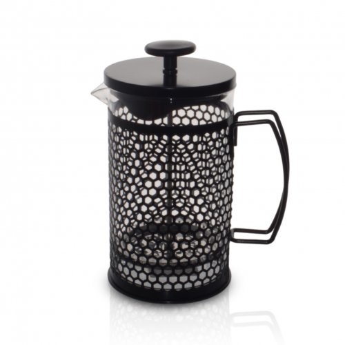 Cafetera vidrio con visor negro panal 600ml 18,5x9,3cm