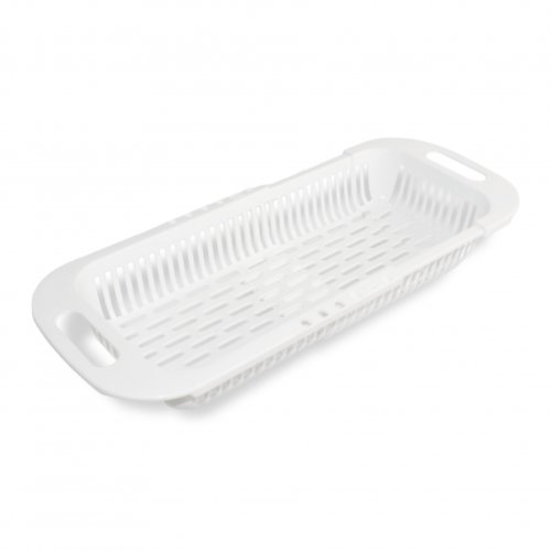 Escurridor extensible para bacha de cocina - Plástico blanco - 34,5x18,5x6,5cm