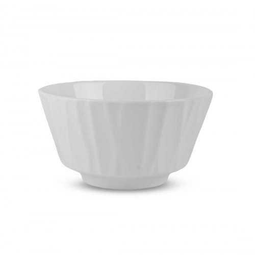 Set x6 bowls cónicos rayados blancos 12,6cm de cerámica