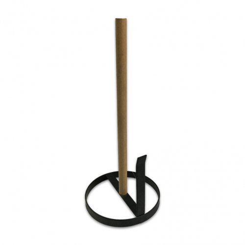 Porta rollo de cocina de madera con  base de metal negro 11,5x31,5cm