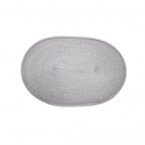 Set x6 individuales de polipropileno tramado oval de 30x45cm gris claro