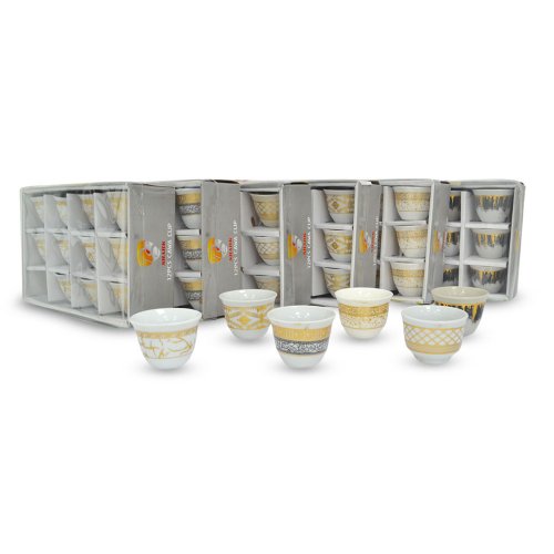 Set x12 tazas de té 6 diseños surtidos 90ml 6,5x5,3cm de cerámica