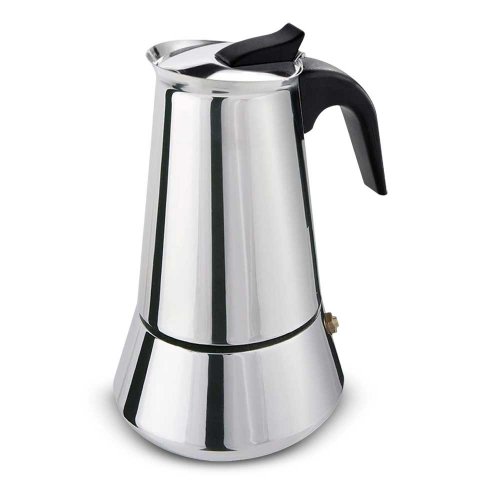 Cafetera tipo italiana con asa negra 62,5x39x44cm 300ml - Acero - 6 TAZAS