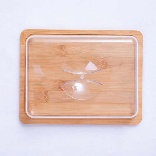 Bandeja rectangular con tapa 26x20x7,2cm - Bamboo y acrílico -