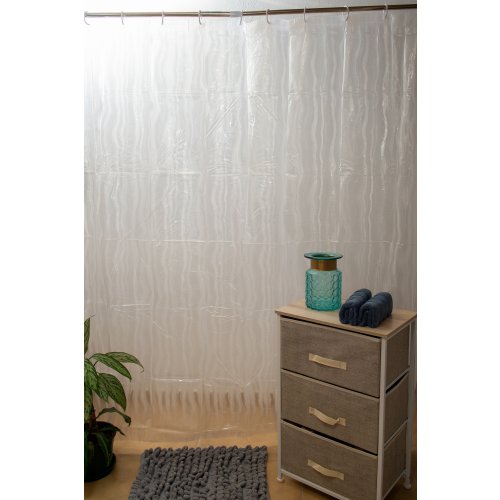 Cortina de baño PVC 180 x 180 cm ondas transparentes
