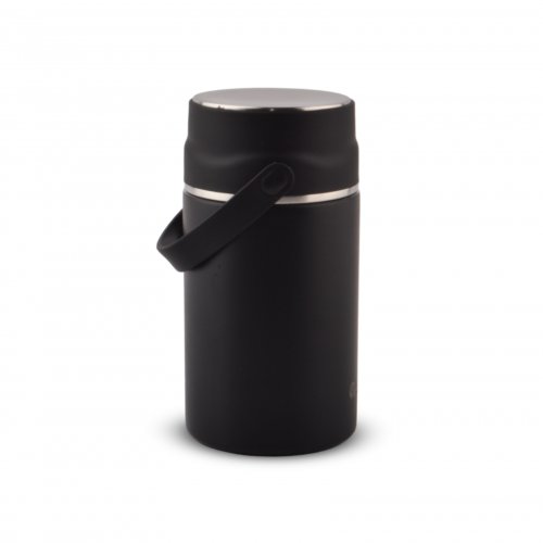 Contenedor térmico para alimentos con cuchara negro 1000ml 9,5x20cm de acero