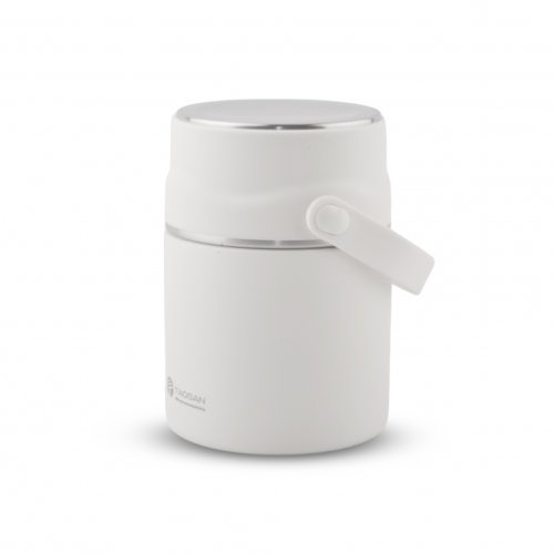 Contenedor térmico para alimentos con cuchara blanco 600ml 9,5x15cm de acero