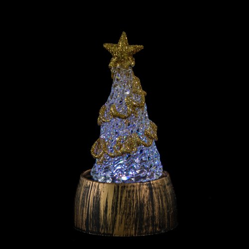Arbol de navidad con luz con base 4.8x9cm - Dorado