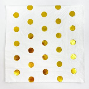 Set x6 servilletas blancas con lunares dorados