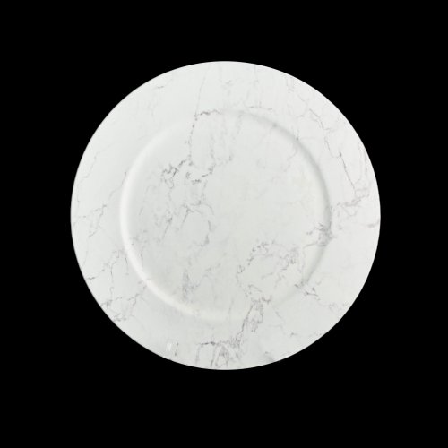 H9543 - Plato de sitio blanco marmolado  Ø33cm