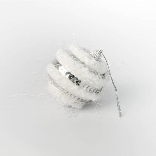 Bolas plateadas peludas rayadas con lentejuelas  - Ver medidas disponibles
