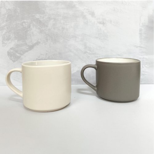 Set x12 Tazas cerámica blanca/gris colores surtidos