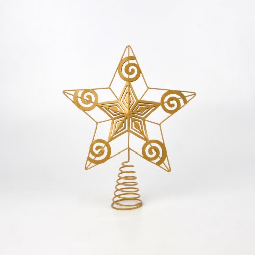 Puntal estrella con espierales dorado 30x25x6cm
