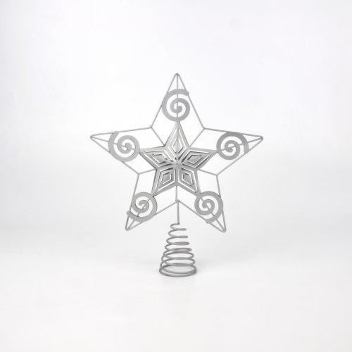 Puntal estrella con espierales plateado 30x25x6cm