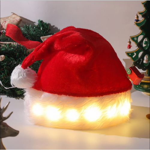 Gorro Papá Noel con luz a pila 48x35cm