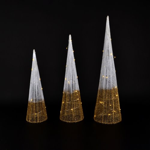 Set x3 conos hilas verticales a pila dorados 40-50-60cm