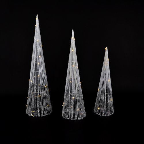 Set x3 conos hilas verticales a pila plateados 40-50-60cm