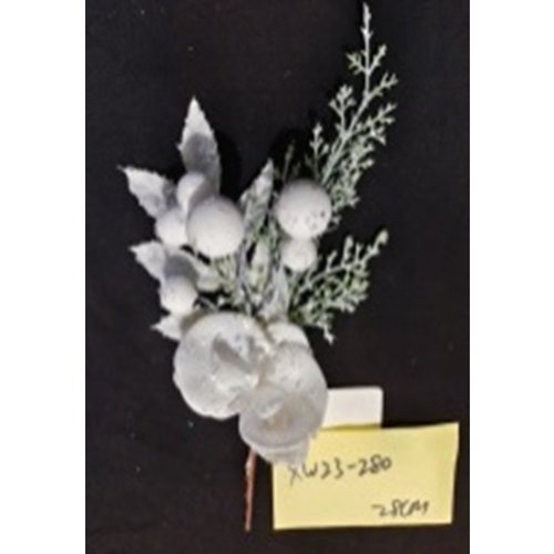 Set x12 picks flor con frutos 28cm blanco