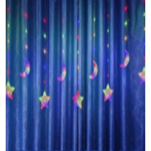 Guía 91 luces multicolor árbol y estrella con dibujos 300x70x50cm con enchufe