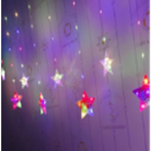 Guía 91 luces multicolor estrellas con dibujos  300x70x50cm con enchufe