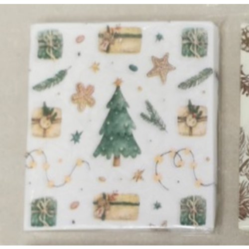 Set x6 paquetes de servilletas pinos con regalos 33x33cm