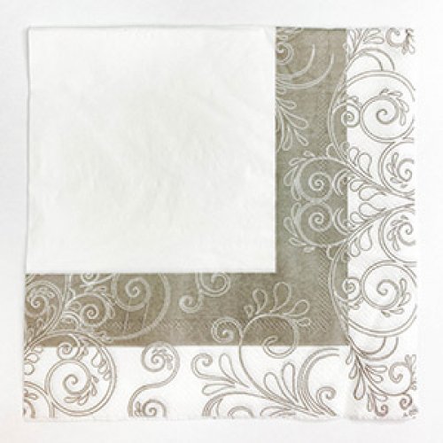 Set x6 servilletas blanca y plateada con firuletes