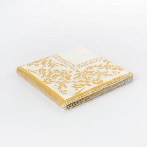 Set x6 servilletas blanca con flores y marcos dorado