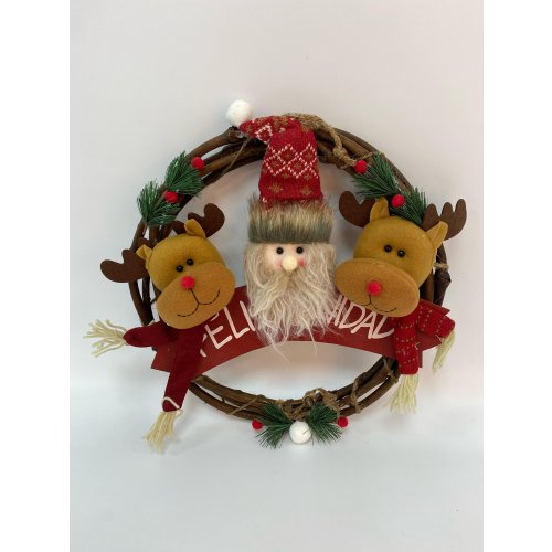 Rosca Papá Noel, reno y muñeco de nieve traje rojo