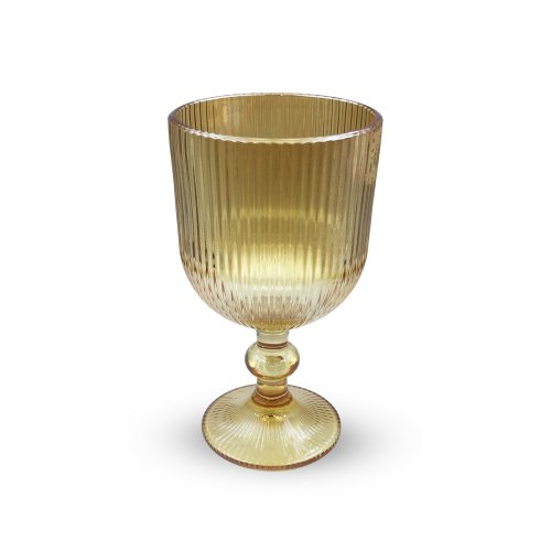 Set x6 copas de agua de vidr rayado dorado 350ml 9*16.5cm