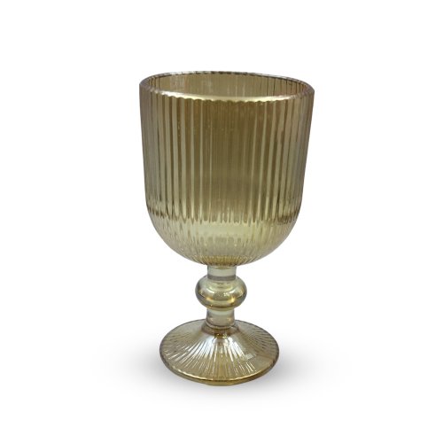 Set x6 copas de vino de vidrio rayado dorado 270ml 8*14cm