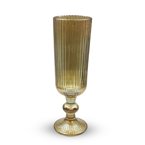 Set x6 copas de champagne de vidrio rayado dorado 150ml 5.5*18cm