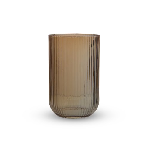 Set x6 vasos grandes  de vidrio rayado dorado 420ml 8*12.6cm