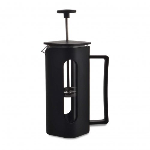 Cafetera cuadrada con visor de plástico negro 600ml 8x8x18cm de vidrio