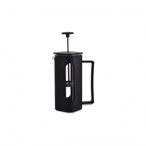 Cafetera cuadrada con visor de plástico negro 350ml 6,5x6,5x18cm de vidrio