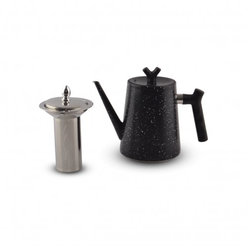 Jarra barista simil granito negro con filtro y asa 1500ml 13,2x16cm de acero