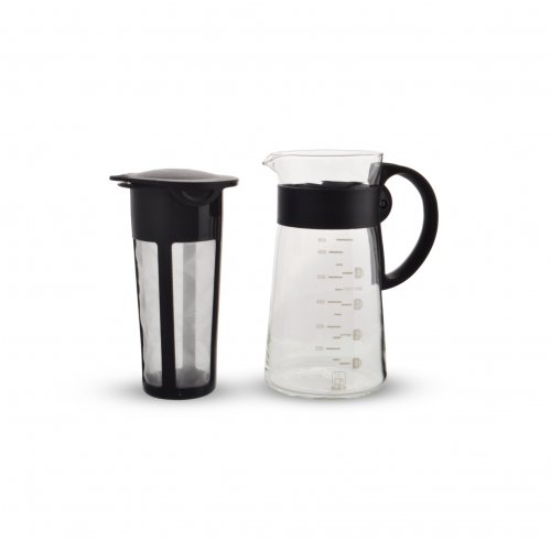 Cafetera cónica con medidor y filtro con asa y tapa de plástico negro 650ml 9x18,5cm de vidrio