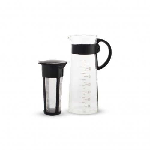 Cafetera cónica con medidor y filtro con asa y tapa de plástico negro 900ml 9x24,5cm de vidrio