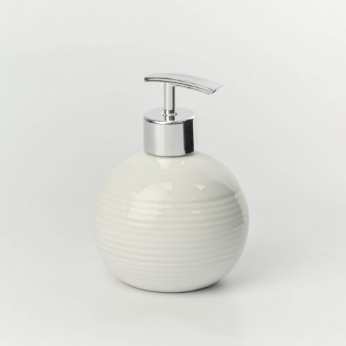 Dispenser jabón líquido redondo rayado blanco